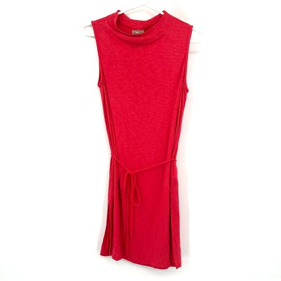 Dolan Size XS Dress Red‎ Sleeveless High Neck Drawstring Waist Mini Stretch - Picture 1 of 5